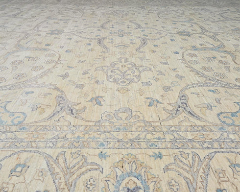 14x0 Zeigler Beige Afghan Hand Knotted Wool Area Rug